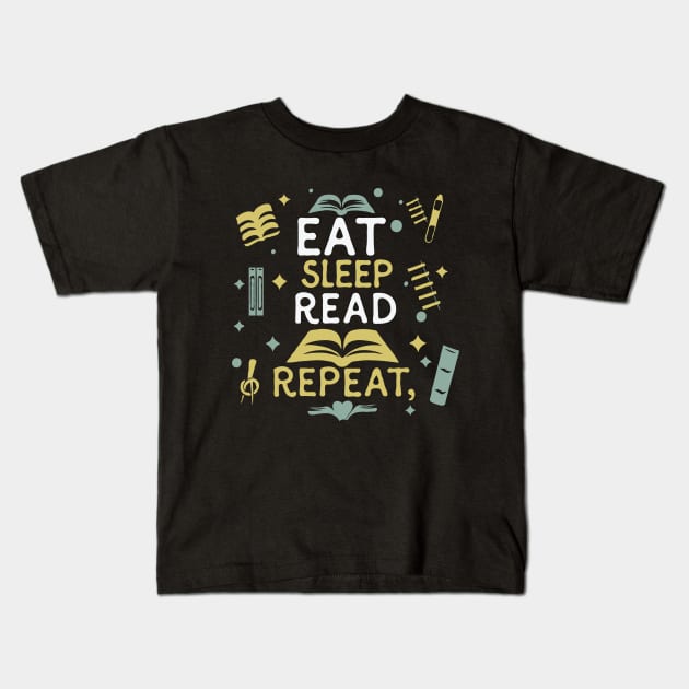 Eat Sleep Read Repeat, Funny Reading Kids T-Shirt by Chrislkf